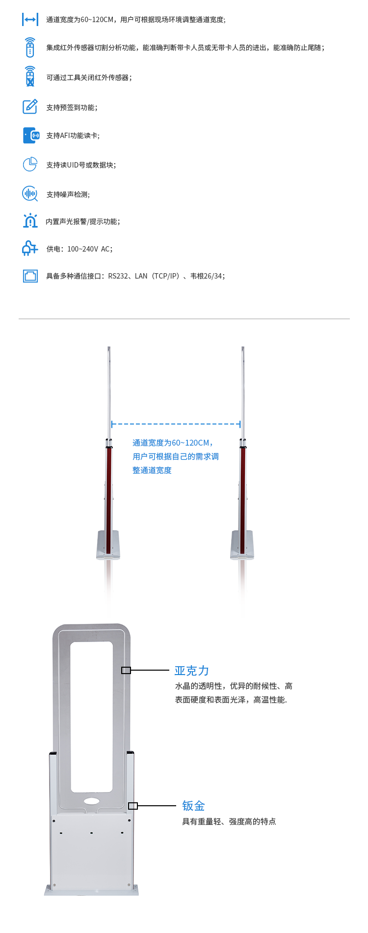 RFID智能通道机,会议签到机,人员考勤机,智能通道，门禁机